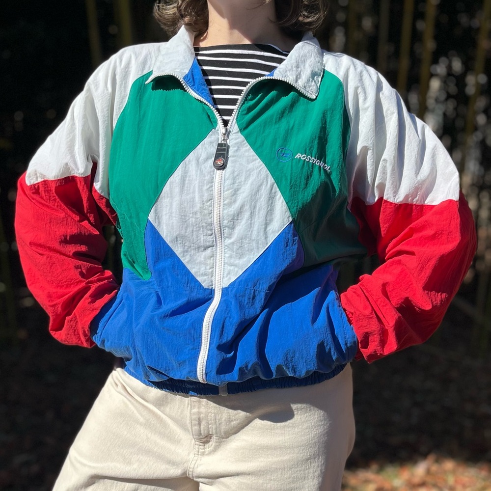 VINTAGE 80S/90S COLORBLOCK ROSSIGNOL WINDBREAKER - SIZE XL